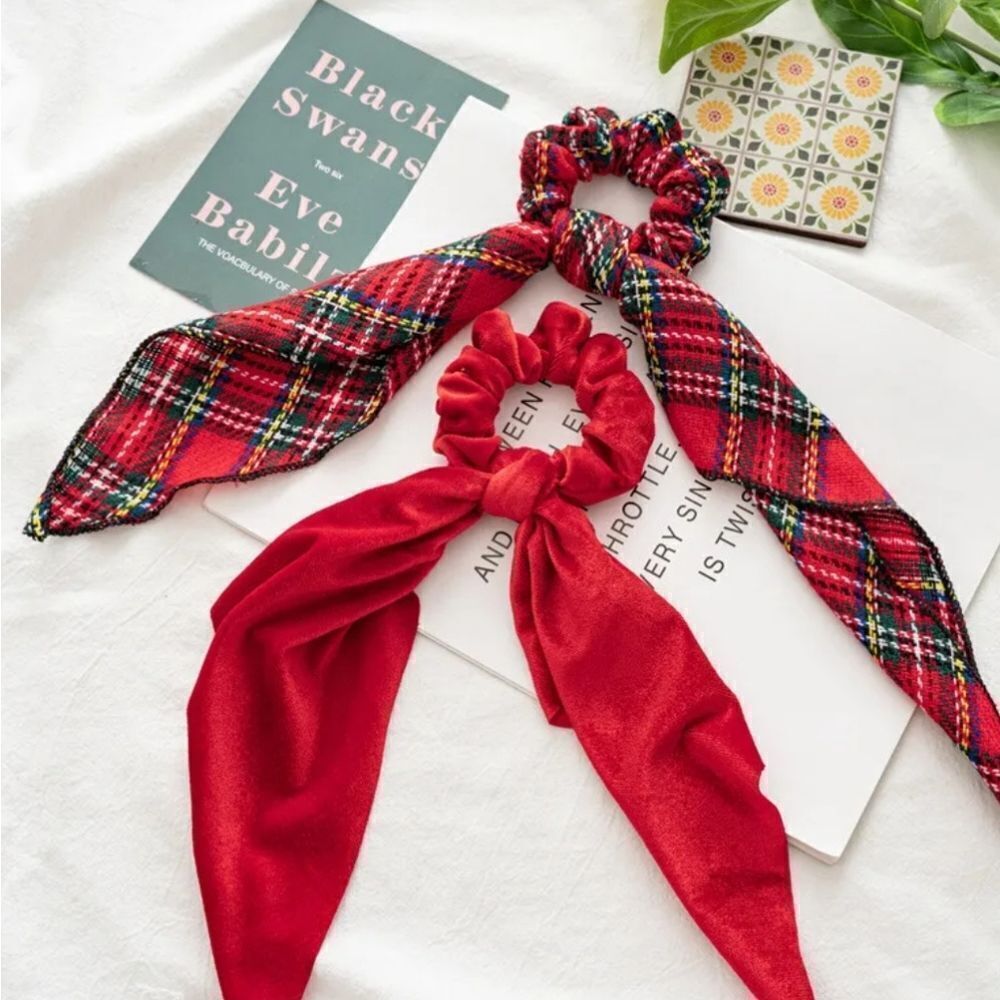 Xmas Flannel Hair Scrunchies